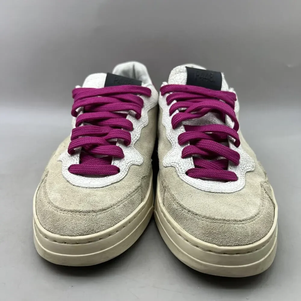 P448 Bali Suede Low Top Casual Shoes Women Size 7.5 Beige Pink Comfort Sneakers
